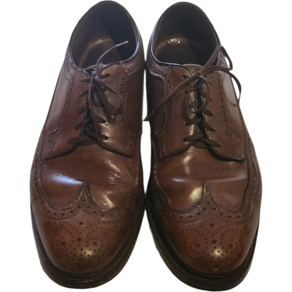Florsheim Imperial Kenmoor Brown Pebble Grain Longwing Wingtip Shoes Mens 10.5 C